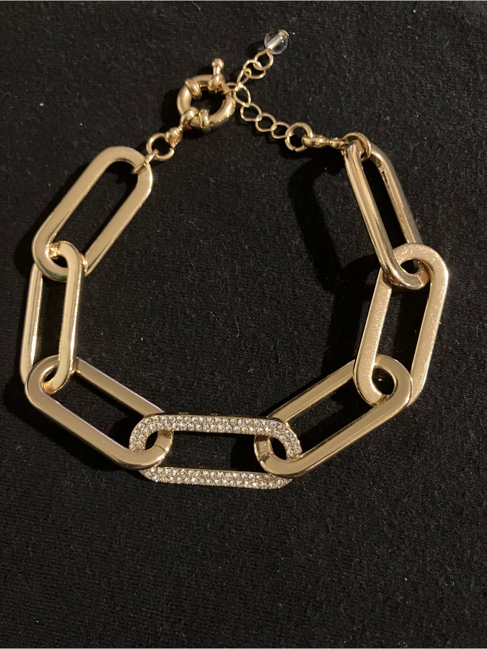 House of Harlow 1960 Gold Chain Link Bracelet with Pavé Crystal Accent